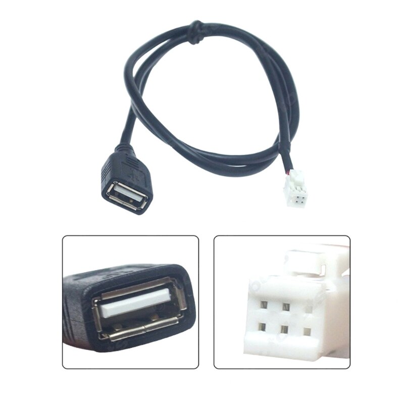 Conector de cable USB para Radio estéreo de coche, adaptador USB de 1M, 4 pines + 6 pines, 2 unidades, W91F