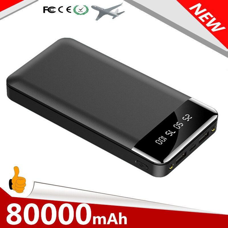 80000mah large capacity power bank portable digital display external battery charger power bank suitable for Xiaomi IPhone