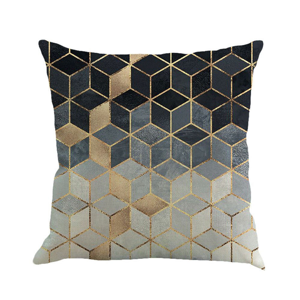 Geometry Painting Linen Pillow Case Cute Throw Pilow Cover 45*45cm Taie d'oreiller: A