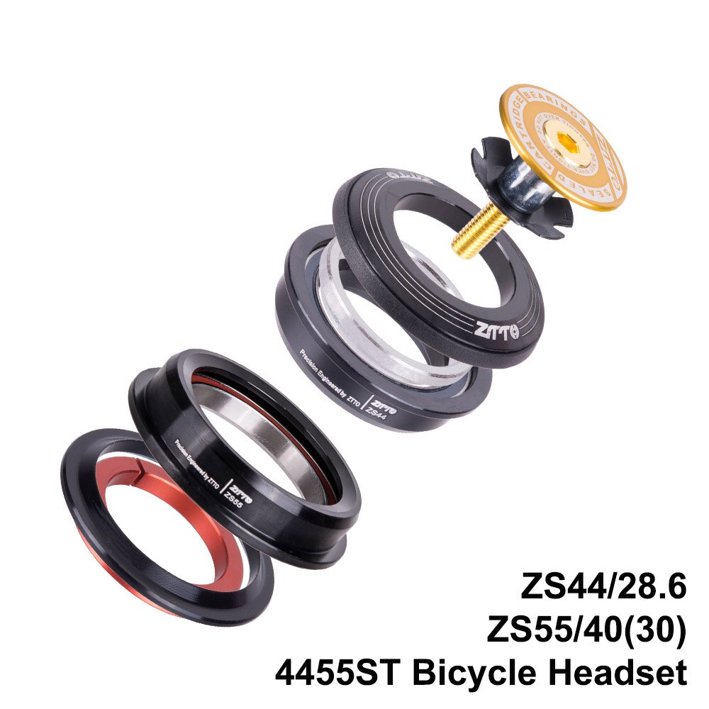 MTB Headset 44mm 55mm 455ST Tapered Straight Universal 1.5 inch 28.6mm Fork Zero Stack Integrated With Cups road bike: 4455ST Gold