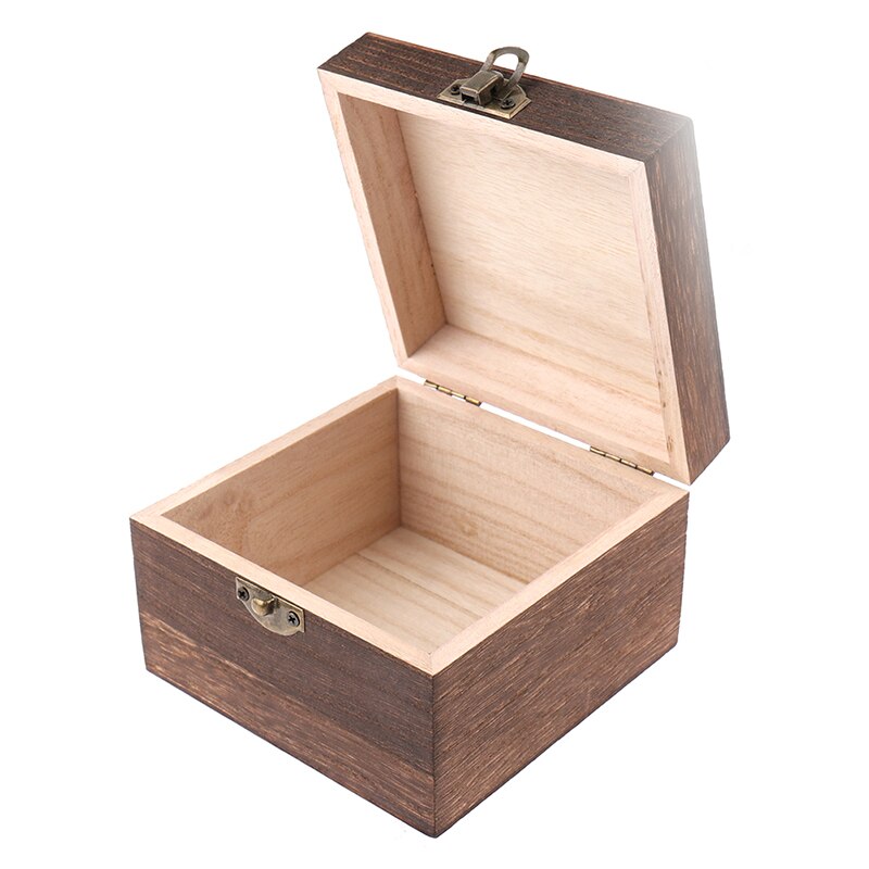 Retro Jewelry Box Desktop Handmade Wood Clamshell Storage Hand Decoration Wooden Paulownia Box Postcard Storage Organizer Box