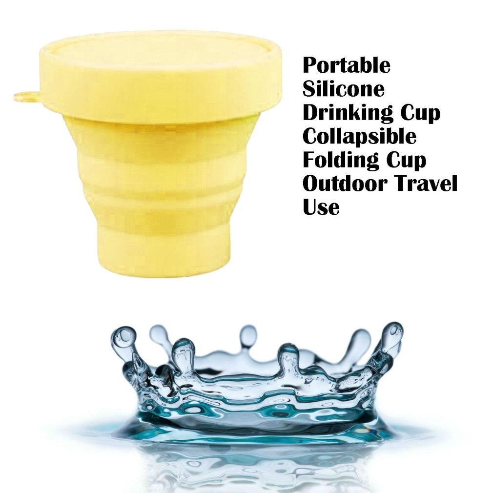 Gobelet pliable rétractable en Silicone, Portable, 201-300ml, avec couvercle, télescopique, gobelet d'eau pour voyage en plein air, 1 pièce