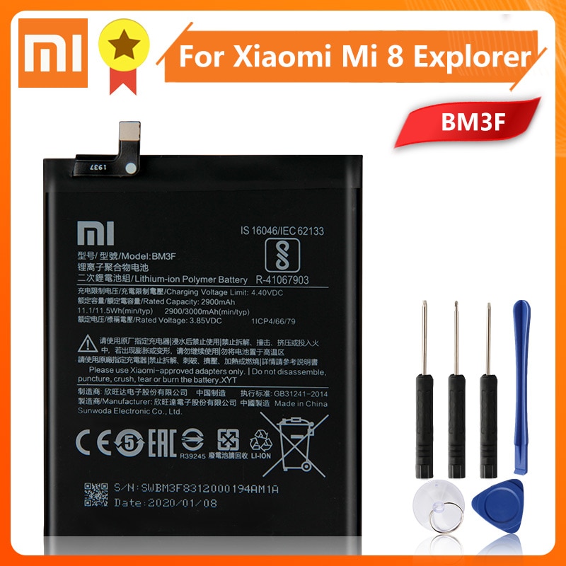 Xiaomi BM3F Batterij Voor Xiao Mi 8 MI8 M8 Mi 8 Mi 8 Pro Mi8 Pro Transparante Exploratie Editie 3000mah Originele Batterij + Tool