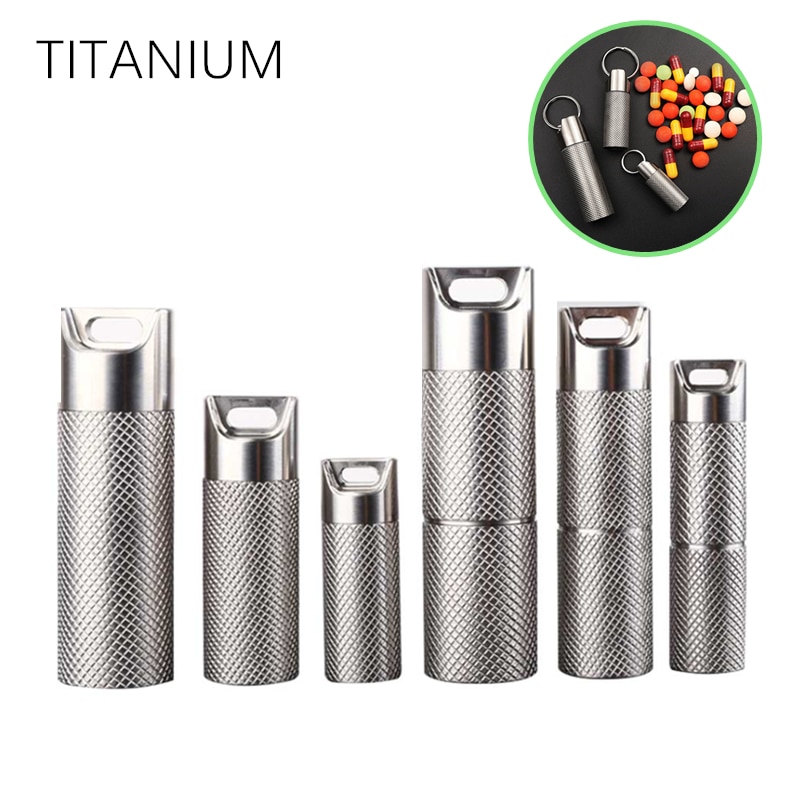 Titanium pille boks nøglering vandtæt pille beholder titanium legering organisator til hjem udendørs rejse camping
