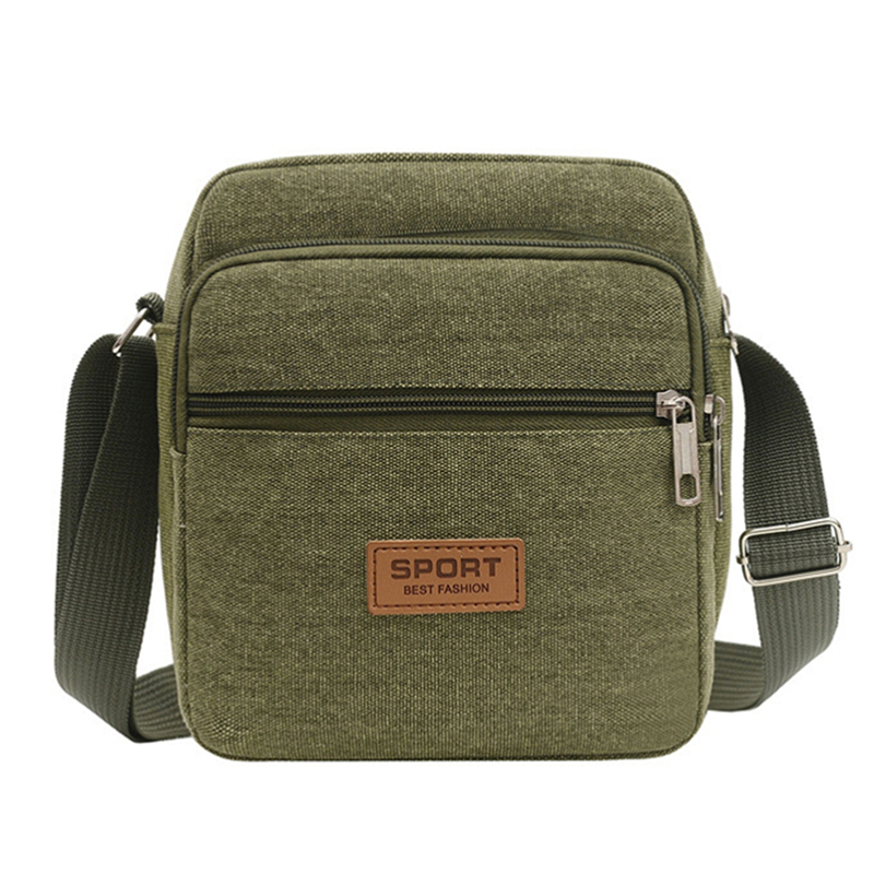 Bolso lateral para hombre, bandolera de negocios, versión coreana de , bandolera de hombro individual de lona de gran capacidad para hombre: Color negro