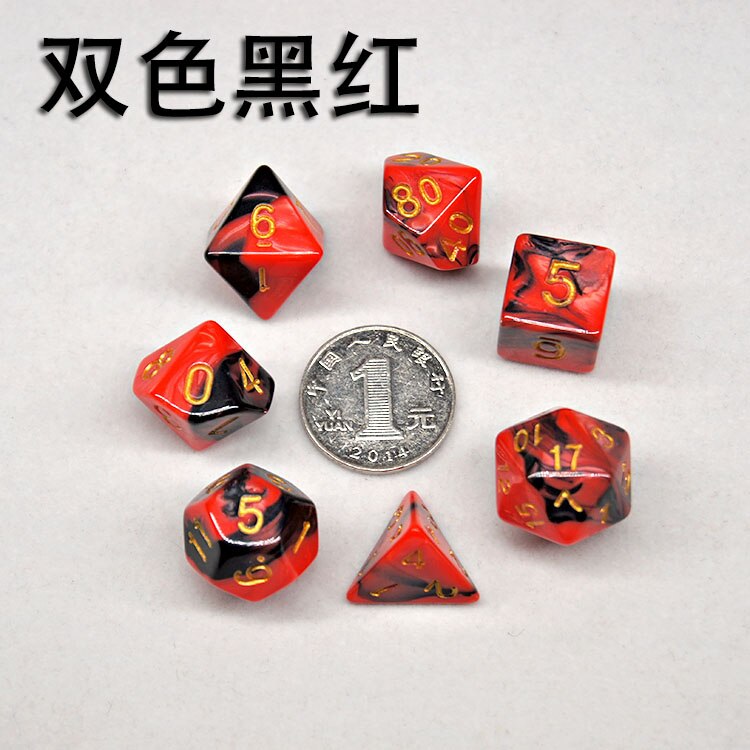 Multi-mix farve 7 stk terning sæt trgp spil polyhedron  d4-d20 multi-facetteret terningtårn akryl dados rpg multi-faced dnd terninger: F