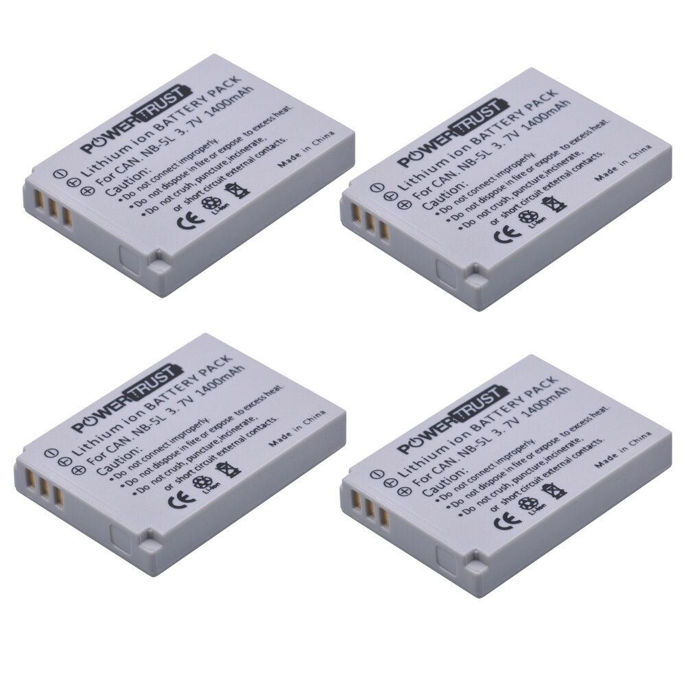 1Pcs NB-5L NB 5L NB5L Camera Battery + LCD USB Charger For Canon S110 SX200 SX210 SX220 SX230 IS HS IXUS 850 870 800 860 990: 4Battery