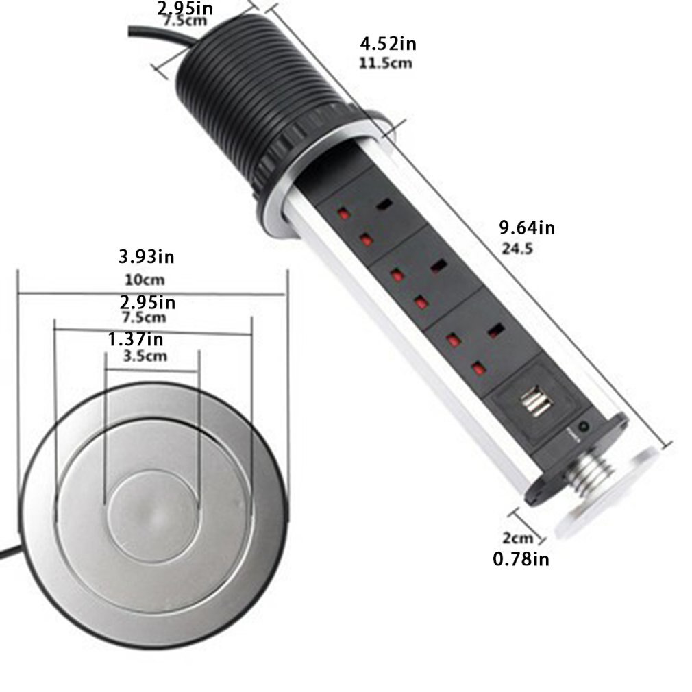 Smart Lightweight Usb Socket Office Hidden Desktop Socket Vertical Socket Essential for Home