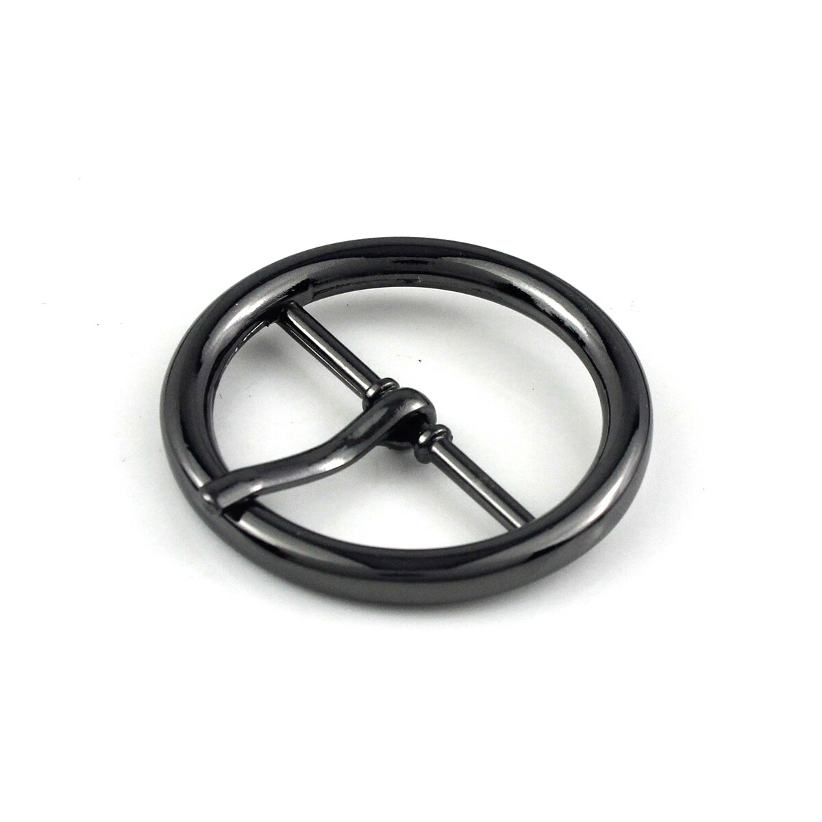 Boucle de ceinture ronde en métal, barre centrale à broche unique, ceinture en toile, accessoire artisanal en cuir, 1 pièce: Gun Black