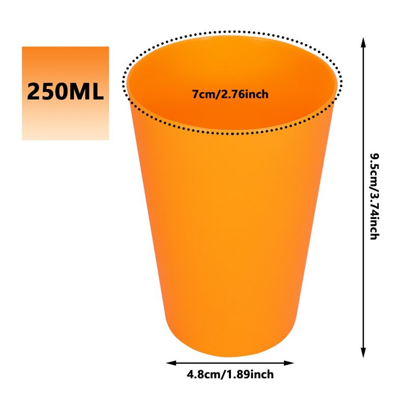 18pcs/set Reusable Plastic Cups Mugs Rainbow Colors Outdoor Picnic Travel Drinking Cup Mug Home Party Kids Water Cup Drinkware