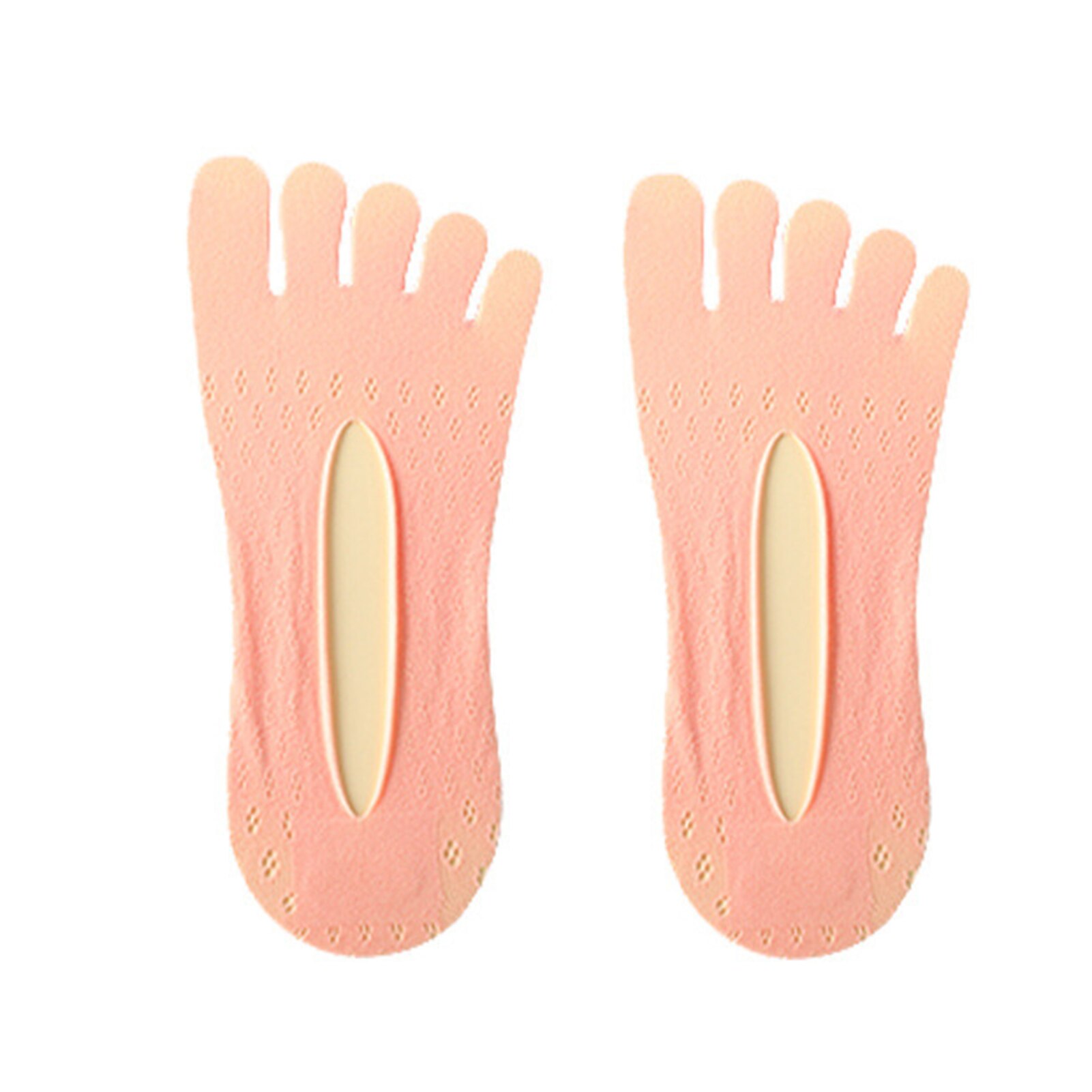 Velvet Five-toe Socks Mesh Ultra Low Cut Liner with Gel Tab Breathable Thin Five-toe Socks Invisible Socks for Women Summer B99: Pink