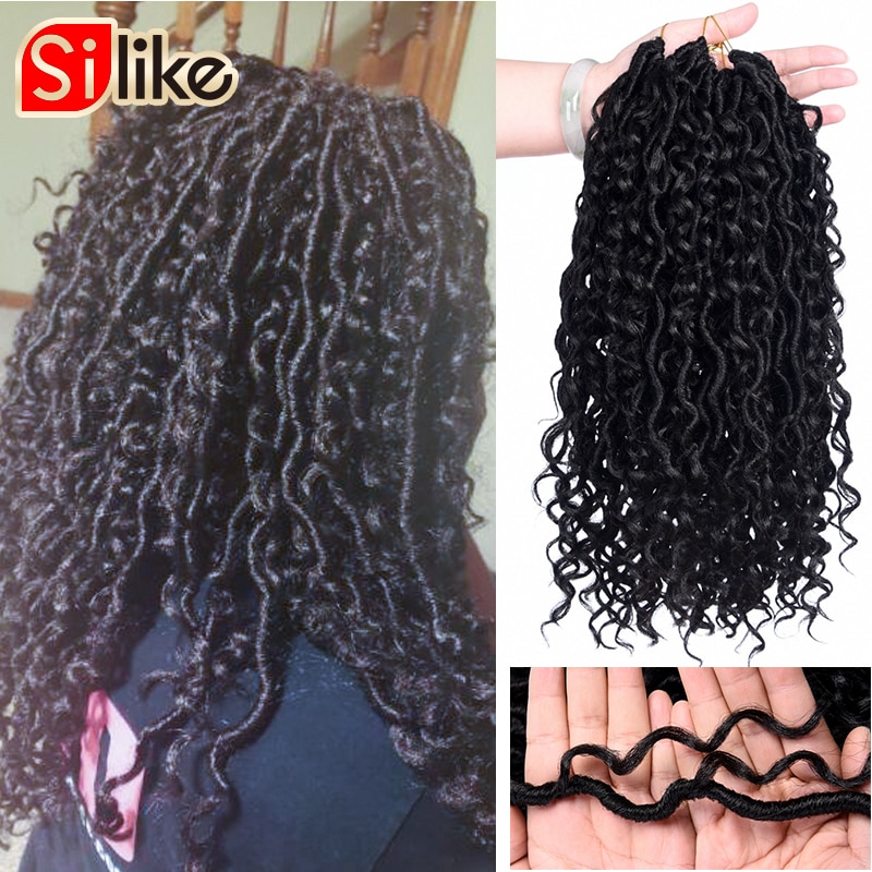 Silike 14 "dea Locs estensioni dei capelli tutto'uncinetto trecce sintetiche a spirale serrature per capelli trecce tutto'uncinetto per donne 24 fili