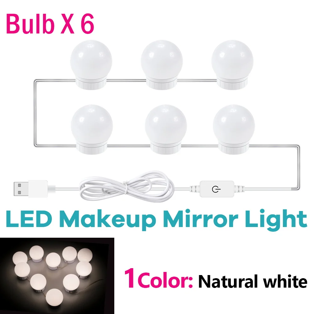 Makeup Mirror LED Light Bulbs USB 5V Bathroom Dressing Table Vanity Lights Hollywood Dressing Table Mirror Lighting: Warm White