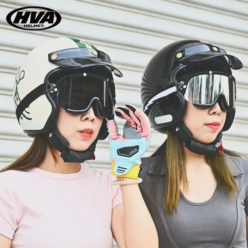Retro Half Open Motorcycle Helmet Jet Motocross Accessories Casco Moto Helmet 3/4 Open Face Vintage Helmet Four Seasons Capacete