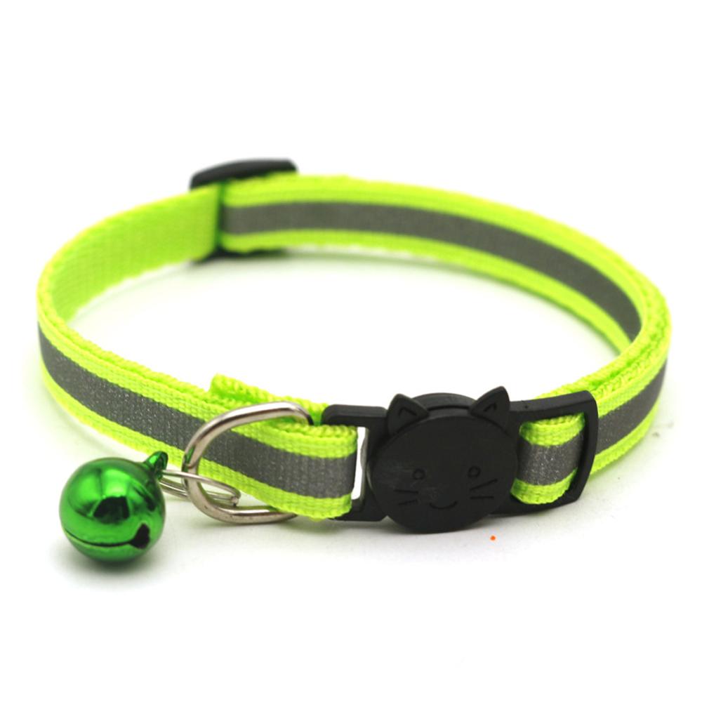 Collier pour chien et chat, sangle de cou, en Nylon réfléchissant, accessoires de laisse, avec cloche colorée pour chiot: Fluorescent Green