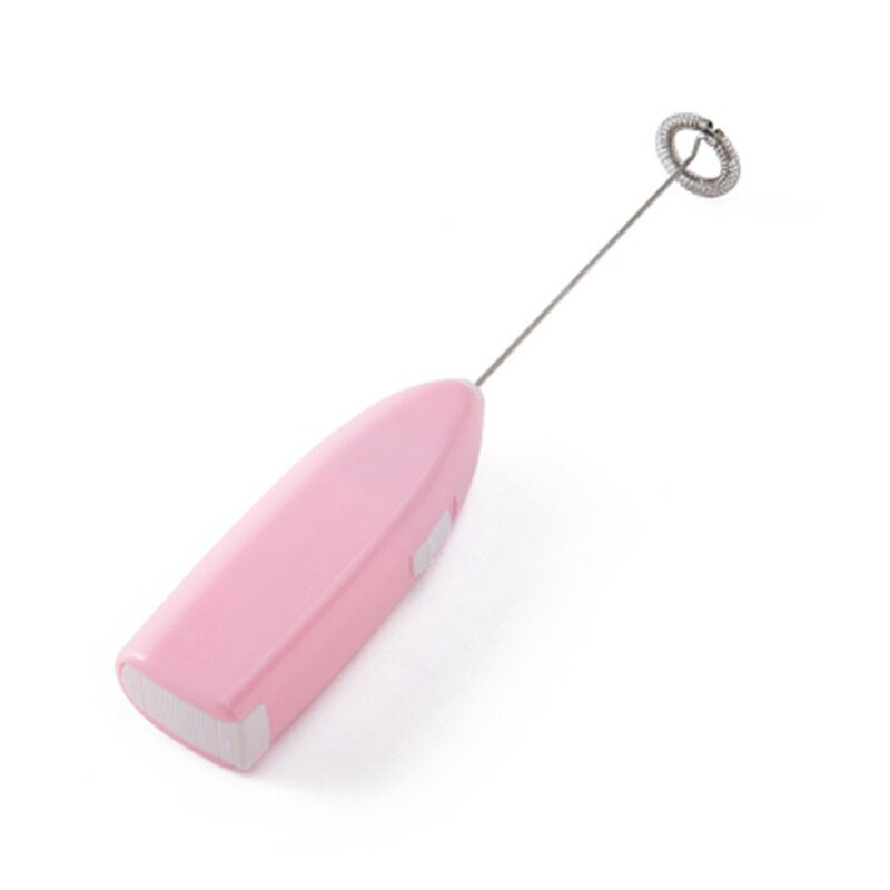 Batidor eléctrico de mano para cocina, Mini batidor de acero inoxidable para huevos, café, leche, práctico utensilio de cocina fácil de limpiar: Rosa