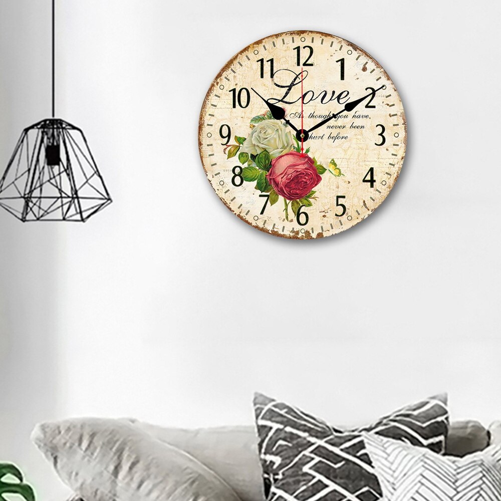 Vintage Wooden Wall Clock Antique Silent Decorative Wood Wall Clocks for Living Room Home Office Kitchen Wall Decor