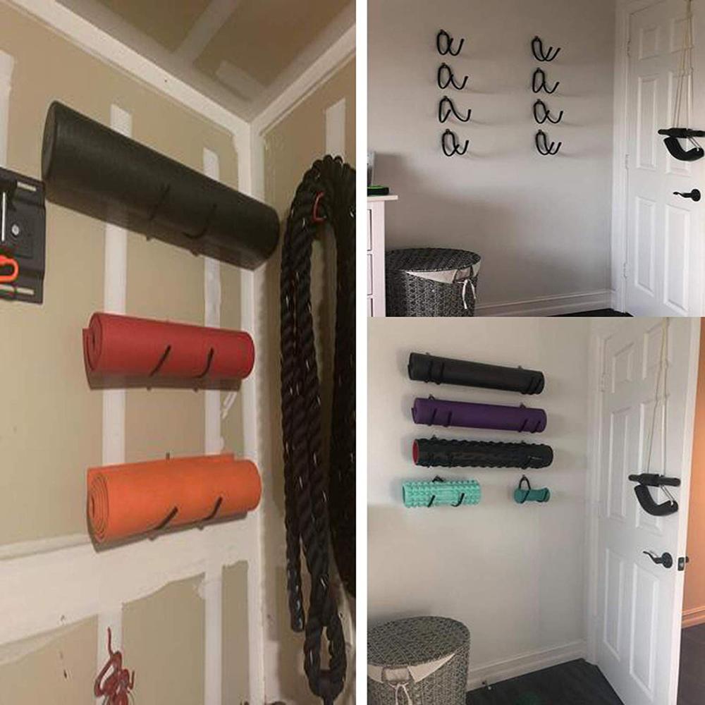 Pmsanzay vægmontering yogamåtte skumrulle og håndklædeholder - vægopbevaring monter vægholder opbevaringshylde til din fitness cl