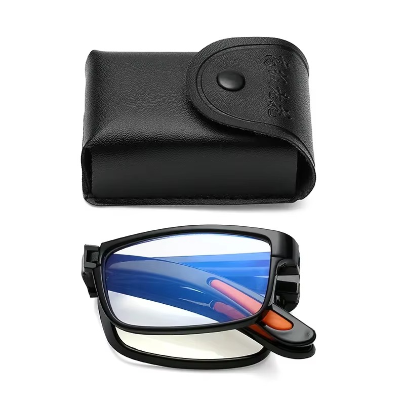 Opvouwbare leesbril met etui Anti blauw licht Brillen Presbyopie Retro Unisex zakbril Draagbare bril Heren Dames
