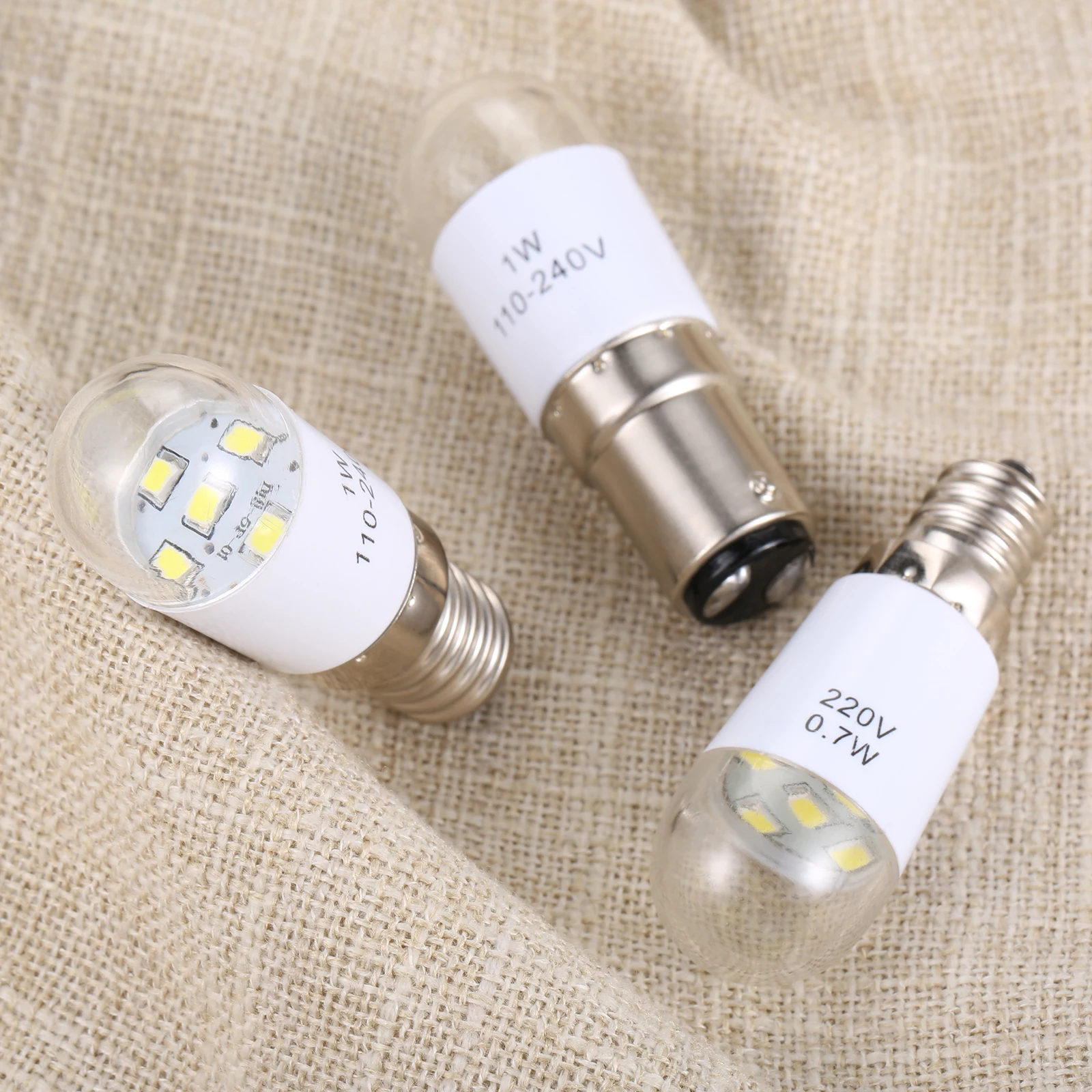 1pc Household Sewing Machine Light Universal LED Bulb BA15D/E14/E12 110-220V 1W Illuminate Lamp Threaded /Plug-in Craft DIY