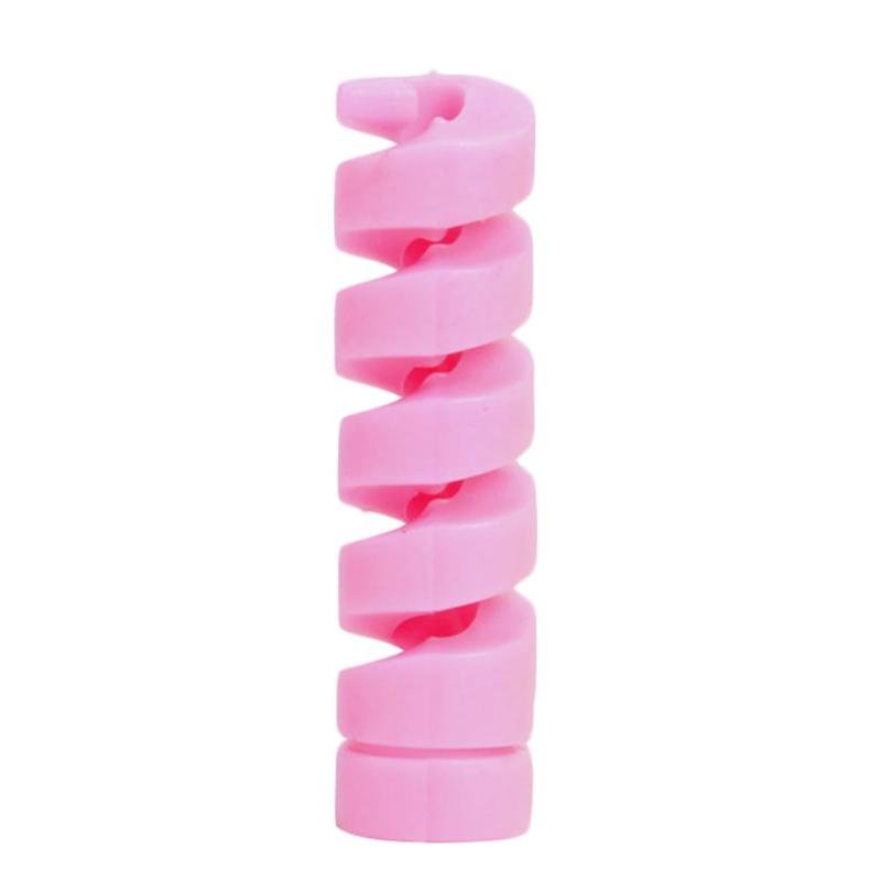 1pc opladningskabel beskytter spar cover til iphone android usb oplader kabel ledning ærme spiral beskyttende 35*10mm: Lyserød