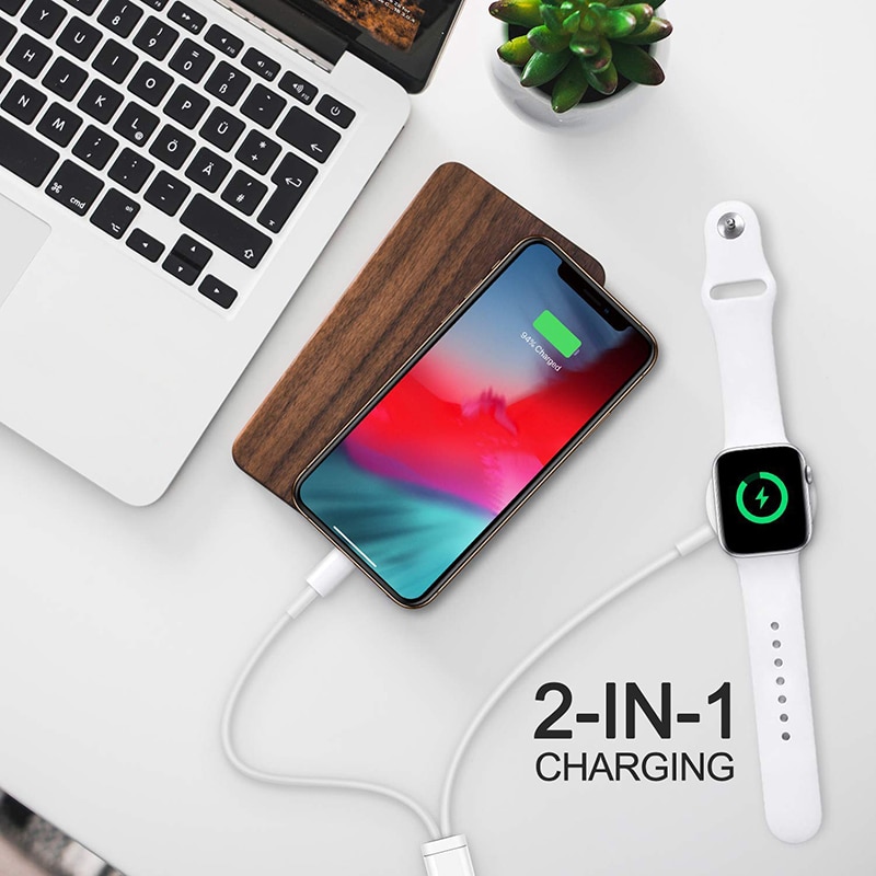 Suntaiho 2 en 1 cargador inalámbrico para el reloj de Apple 1, 2, 3, 4 rápido Cable de carga USB para iPhone 11 Pro Max X Xs X 8 Plus IPad USB de datos