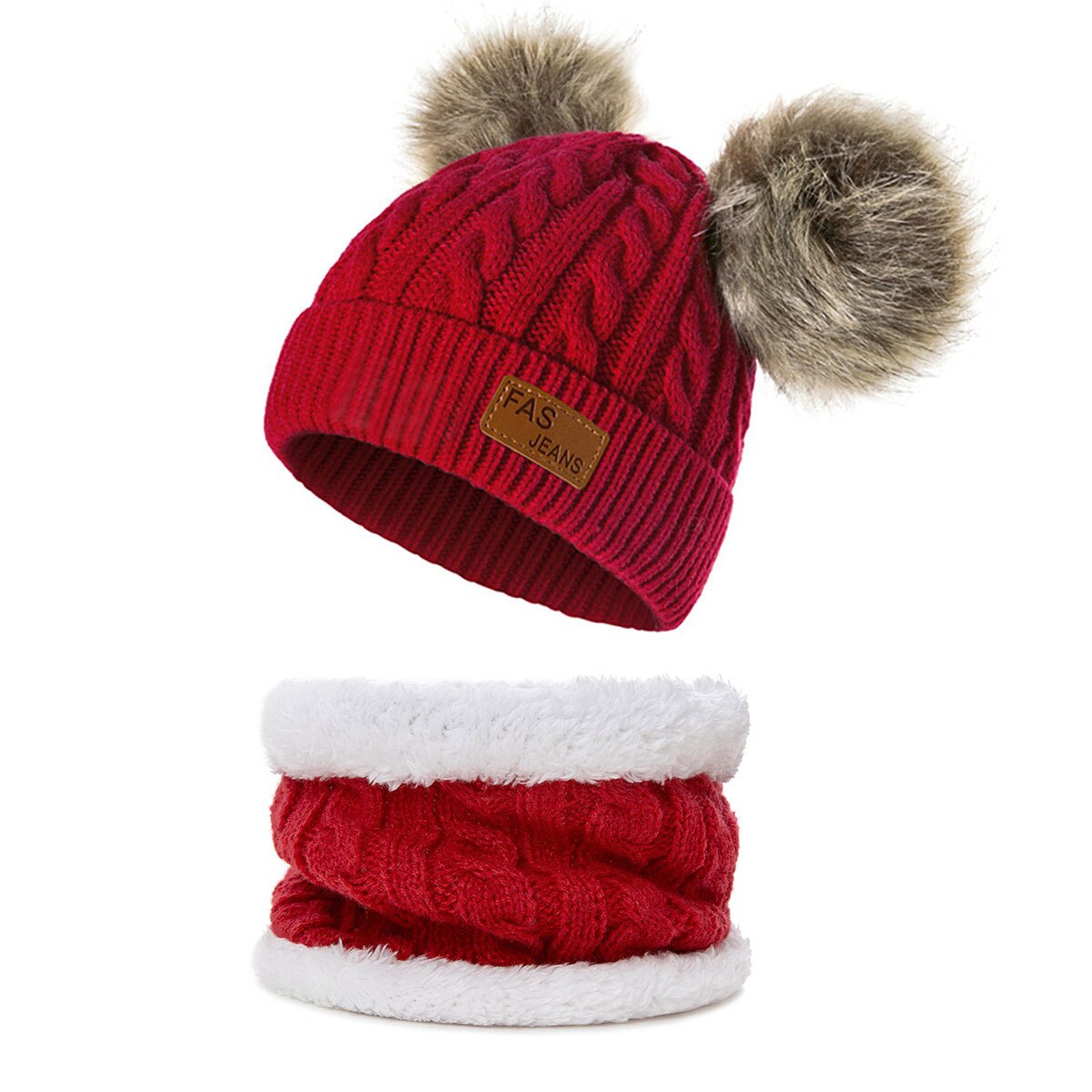 2 stk låve lue skjerf sett vinter varm baby lue strikket lue gutt jente luer skjerf vinter pluss fløyel tykk lue lue 0-3 år