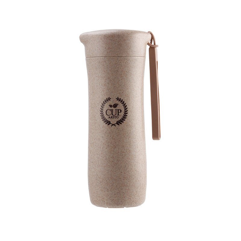 Simpel nordico bebe hvede halm flaske ris husk drikkeflaske med låg naturlig ren husk flaske: Beige 350ml