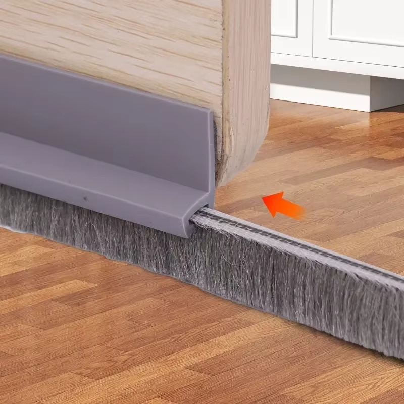 6/1M Door Bottom Brush Seal Strip with Brush Dust Prevent Rubber Blocker Insect Proof Home Windproof Self Adhesive Seal Strips
