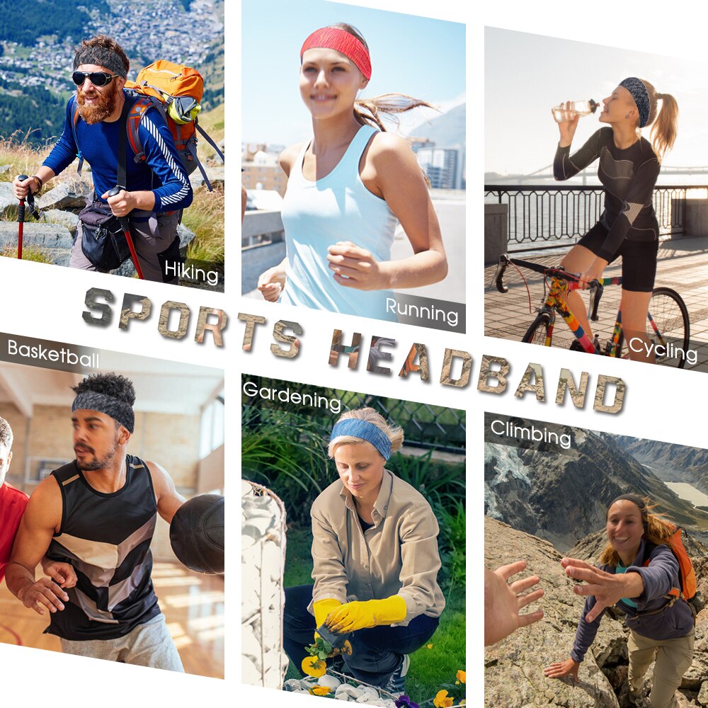 Mannen Vrouwen Sport Hoofdband Non Slip Elastische Zweet Wicking Hoofdband Zweetband Voor Workout Yoga Fietsen Running Jogging Wandelen