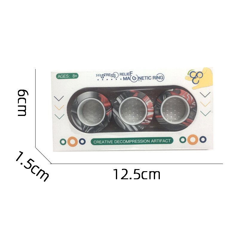 Grappige Relief Magnetische Ringen Fidget Speelgoed Voor Angst Anti-Stress Roller Vingertop Speelgoed Volwassen Kinderen Vinger Spinner Magische Ringen: black and red