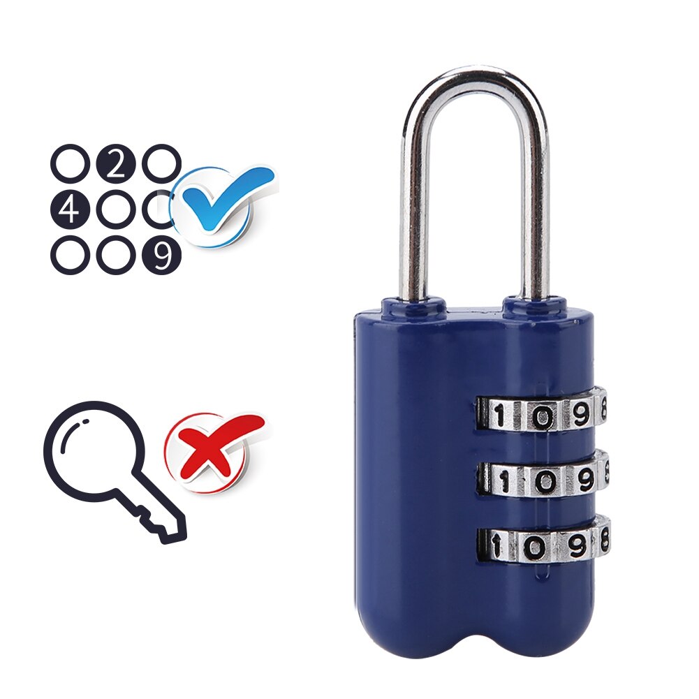 Dial Digit Number Code Lock 3-Digit Combination Password Lock Zinc Alloy Luggage Padlock Coded Lock Travel Anti Theft key lock