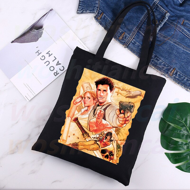 Untracked Ruben fle&quot;decal Drake Shopping Bag donna Tote Bag in tela Eco Bag Shopper borse a tracolla nero