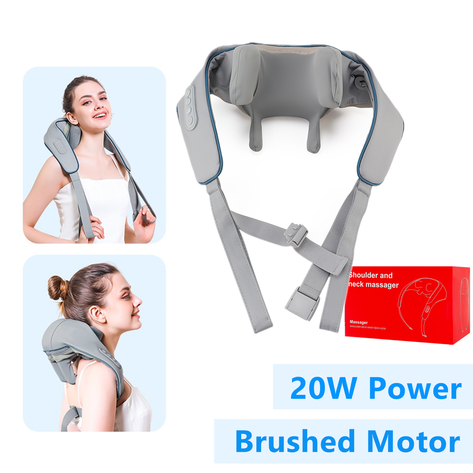 Foreverlily-Châle de massage cervical sans fil, masseur de cou initié, pétrissage du dos, assemblage Ezius, 26W: Or