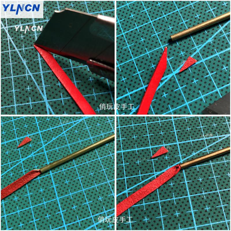Messing læder tråd nål læder strimmel håndstrikket nålesting sytråd hud reparation af læderværktøj