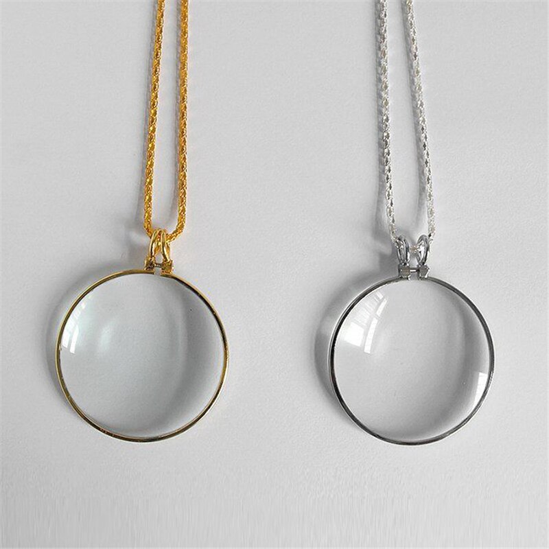 Colar monóculo decorativo com 5x lupa lupa pingente ouro prata cores corrente colar jóias para presentes femininos