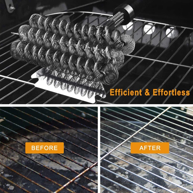 Beeman Grill Brush and Scraper, Best BBQ Cleaner, Perfect Tools for All Grill Types, Including Weber, Ideal Barbecue Accessories