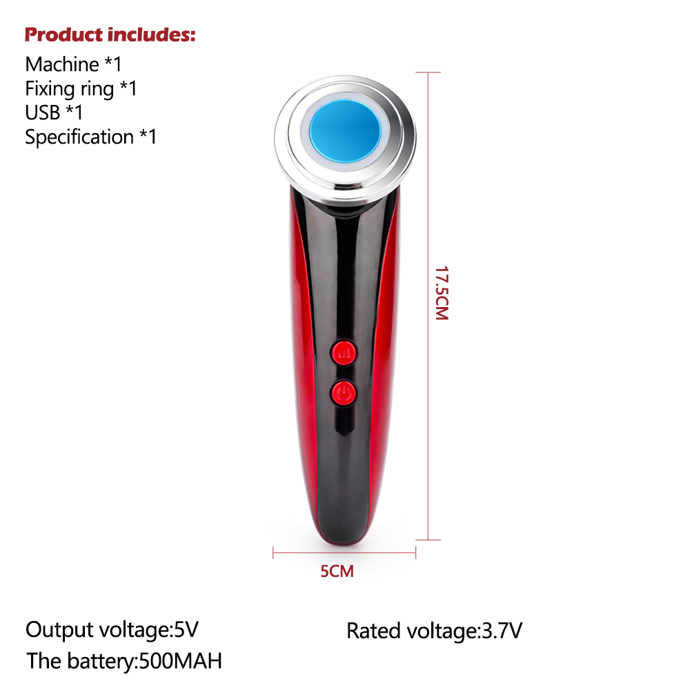dispositivo de belleza EMS de radiofrecuencia RF LED Facial luz azul roja fotón limpieza Facial levantamiento Tighte eliminación de arrugas cuidado de los ojos