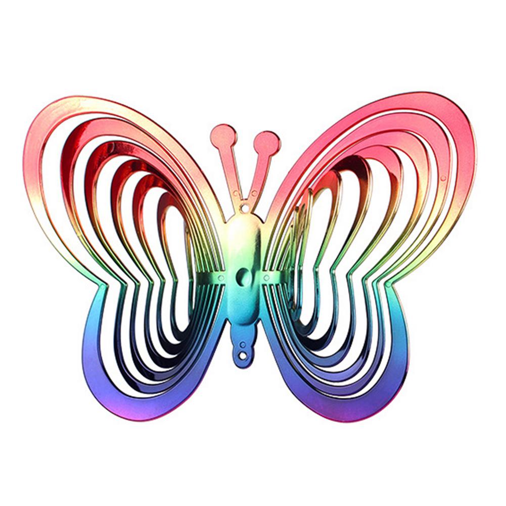Beating Wind Spinner Butterfly Shape 3D Rotating Wind Chime Bell Hanging Ornament Wind Catcher Outdoor Garden Decoration