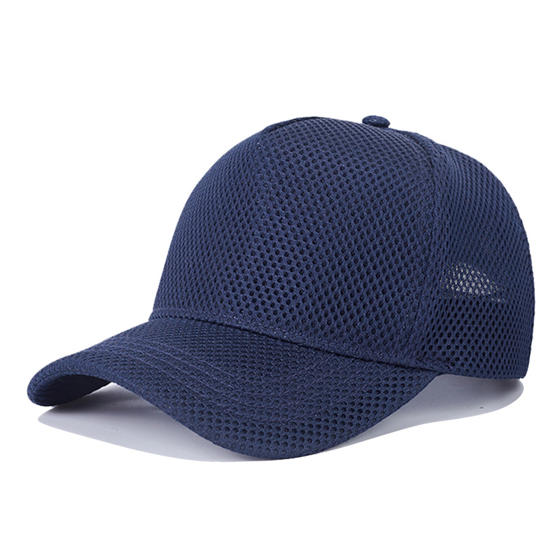 Casquette de Baseball respirante en maille à grosse tête 60-64cm pour hommes et femmes, Section fine, chapeau haut, protection solaire d'extérieur, chapeau en langue de canard: Bleu profond