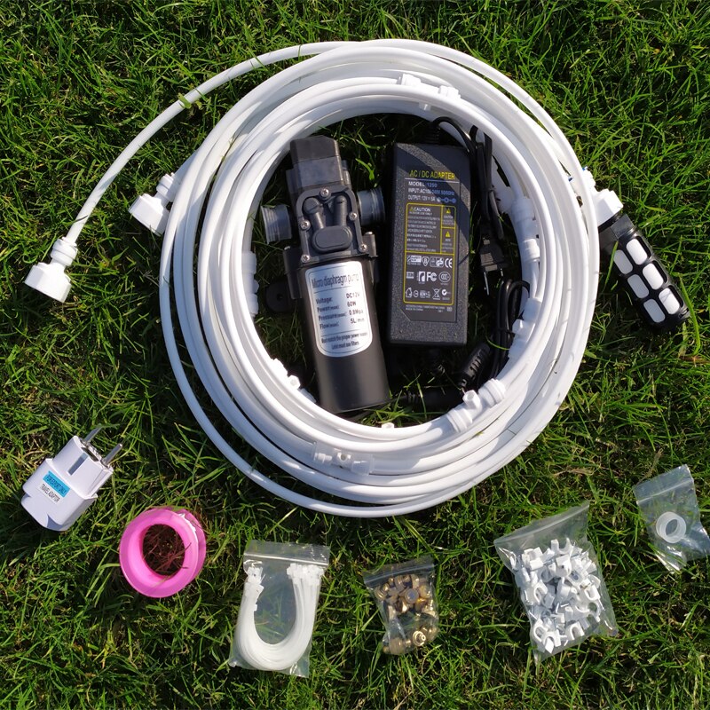 12V DC High Pressure Misting System 5L/min with 6pcs brass misting nozzles misting system