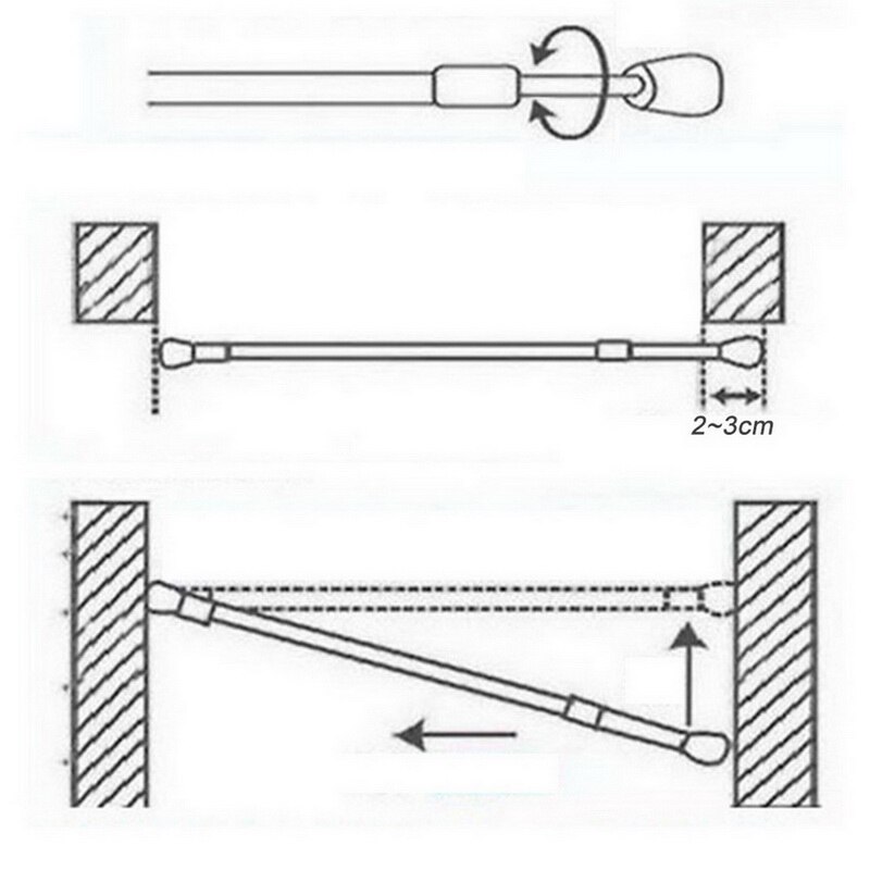 Urijk Multifunctional Telescopic Rod Curtain Rod High Carbon Steel Strut Household Bathroom Bedroom Kitchen Accessories