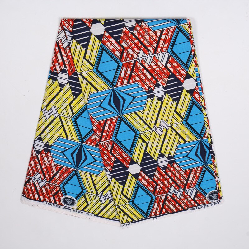 Pagne africain de , tissu imprimé coloré Wax, 6Yards par lot: Default Title