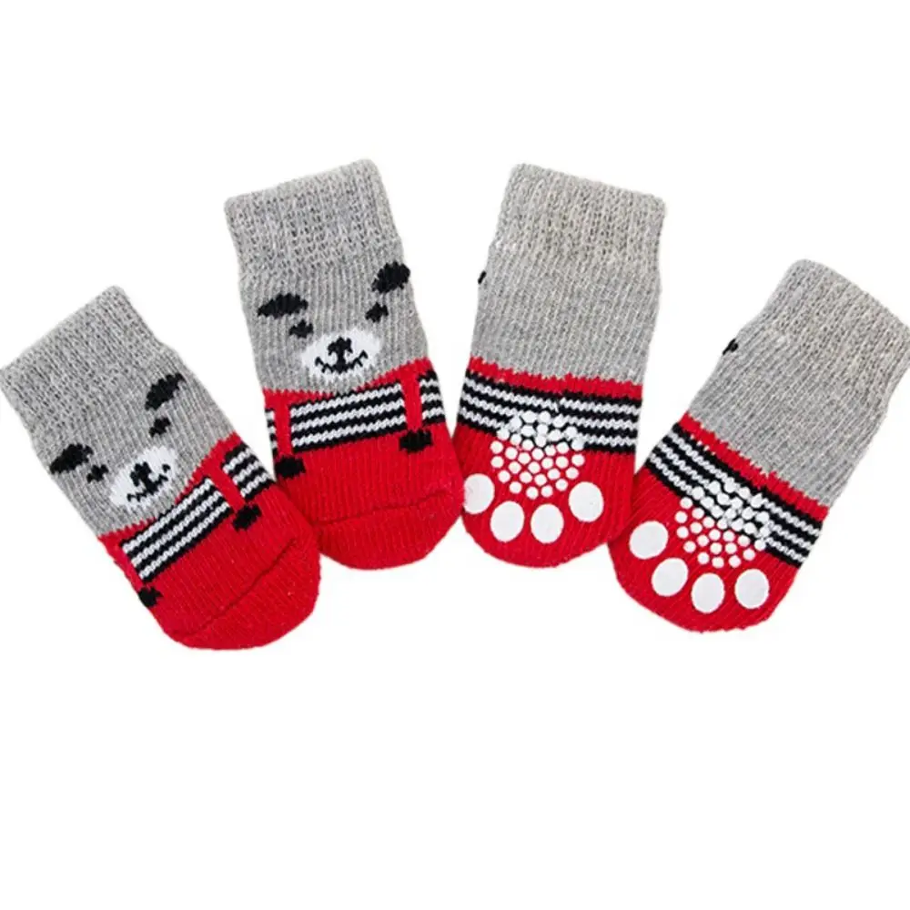 4 pçs pet gato cão chão antiderrapante meias outono inverno quente macio lã meias pet gatinho filhote de cachorro anti-congelamento pés pata protetor meias: 6XL / Cáqui