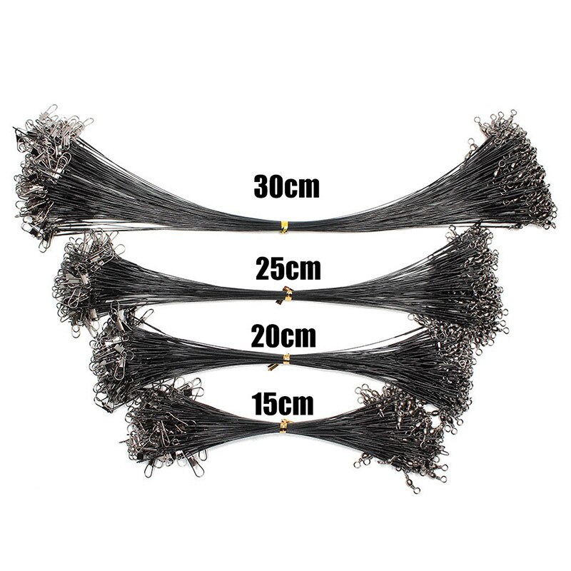 10Pcs Anti Bite Staal Vislijn 15Cm-30Cm Staaldraad Leider Met Swivel Vissen Accessoire Vissen draad Olta Leadcore Leash