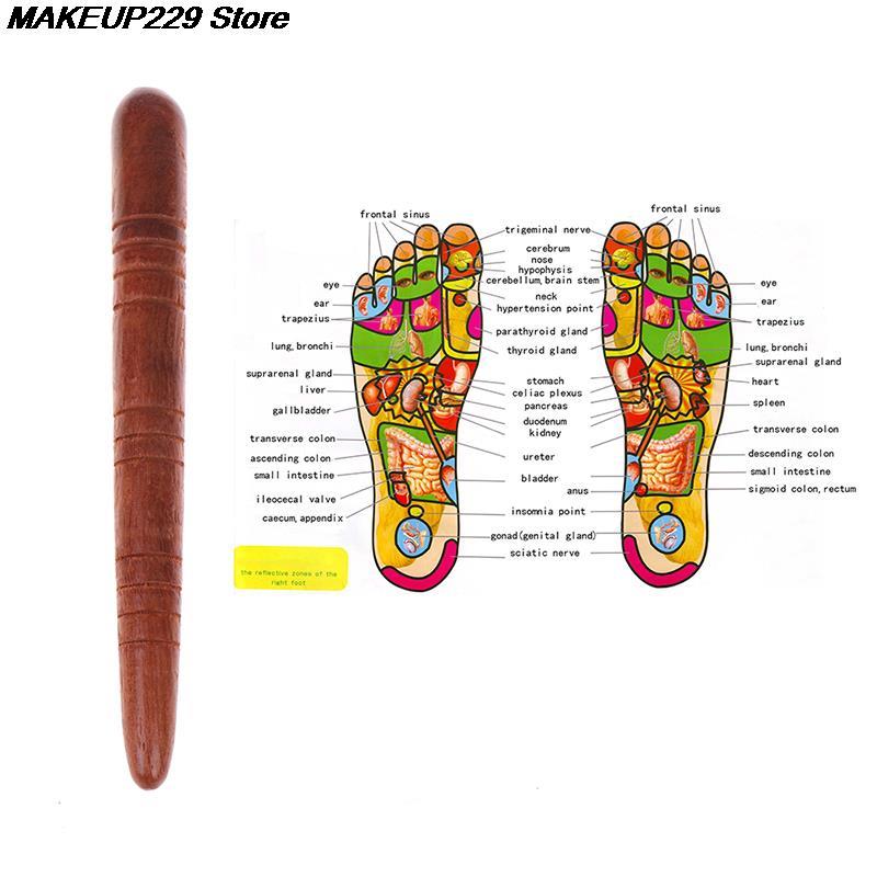 Wooden Foot Spa Physiotherapy Reflexology Thai Foot Massage Health Chart Free Massage Stick Tool Useful