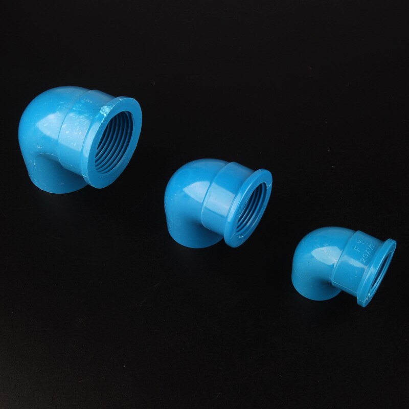 3pcs 1/2, 3/4, 1Inch PVC 90 Degree Elbow Connector Female Thread PVC Joints Home Garden Water Pipe PVC Fittings: 1inch-32mm / Blue