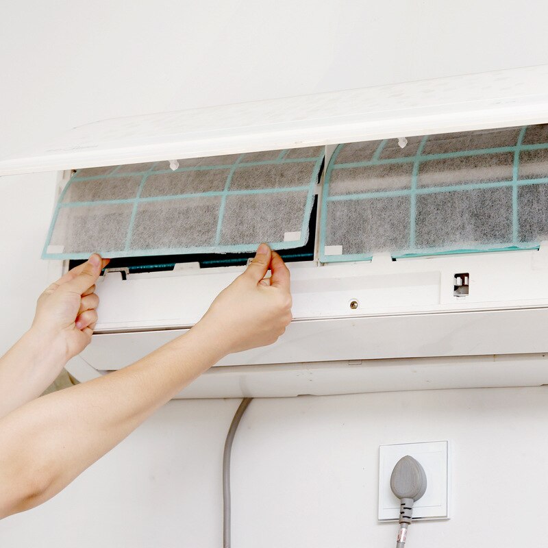 4 stk klimaanlæg vindudtag støvtæt beskyttelsesdæksel diy selvklæbende luftrensende filterpapirrensningsfilterskærm