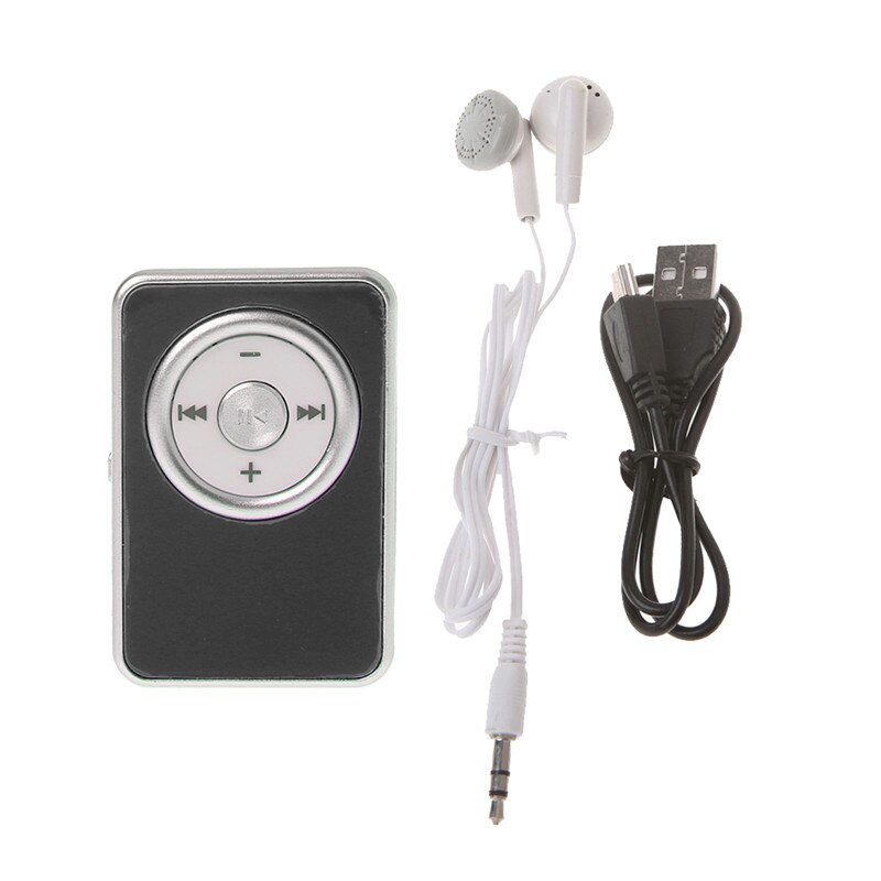 USB MP3 Player Tragbare Mini Clip Musik Media Mit Kopfhörer Usb-kabel: Black