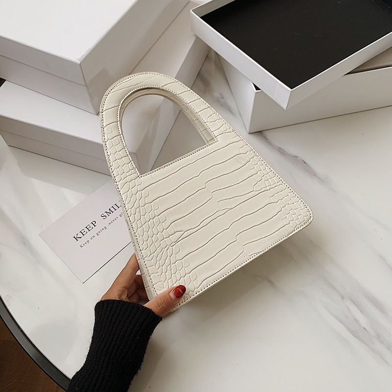 Kleine Steen Patroon Pu Lederen Crossbody Tassen Voor Vrouwen Ketting Handtassen Lady Schoudertas Simple Totes Handtas: Small White